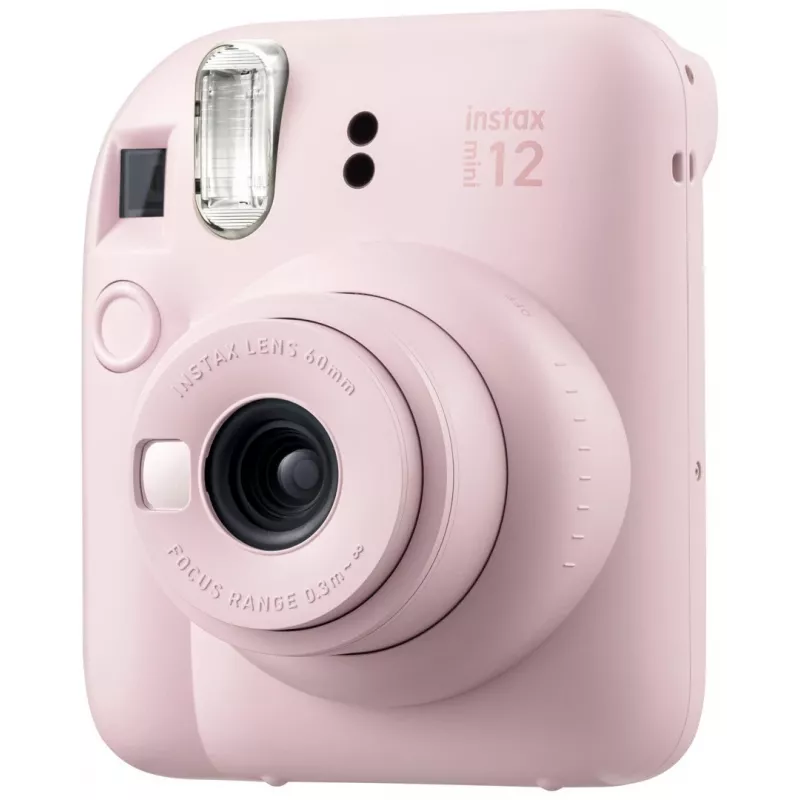 Momentinio spausdinimo fotoaparatas Fujifilm Instax Mini 12 Rožinis — nuotrauka 86×54 mm, filmas 62×46 mm, 60 mm židinio nuotolis