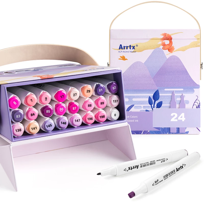 Dvipusiai žymekliai Arrtx LC302239 — 24 spalvos, violetinių atspalvių rinkinys