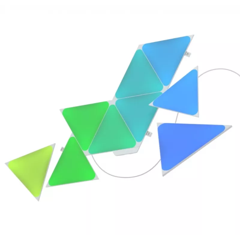 Trikampiai LED skydiniai šviestuvai Nanoleaf NL47-0002TW-9PK — 9 vnt. RGB sieninių plokščių rinkinys, maitinamas kintamąja srove, balti