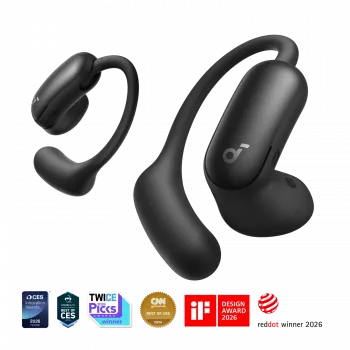 Anker Soundcore AeroFit 2 Pro belaidės ausinės, matinės juodos, ANC, Bluetooth 6.1