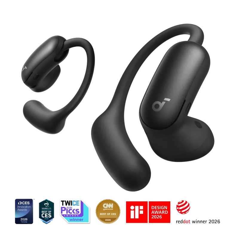 Anker Soundcore AeroFit 2 Pro belaidės ausinės, matinės juodos, ANC, Bluetooth 6.1