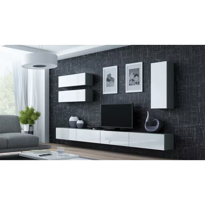 Cama TV stovas VIGO 140 30/140/40 sonomos ąžuolas/baltas blizgus