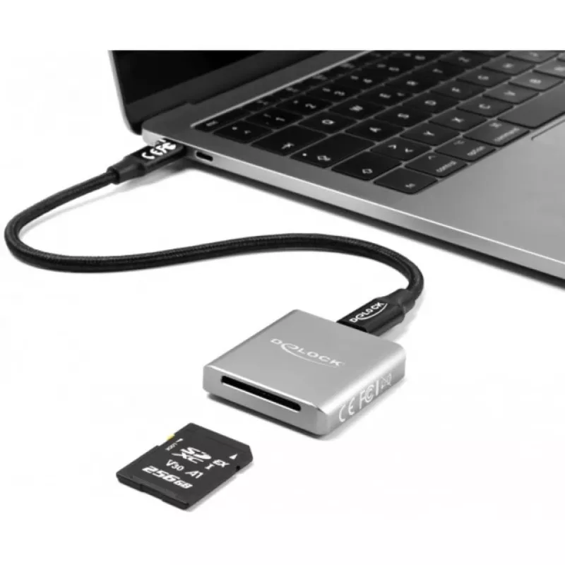 DeLOCK 91006 kortelių skaitytuvas pilkas SD USB Type-C 10000 Mbit/s