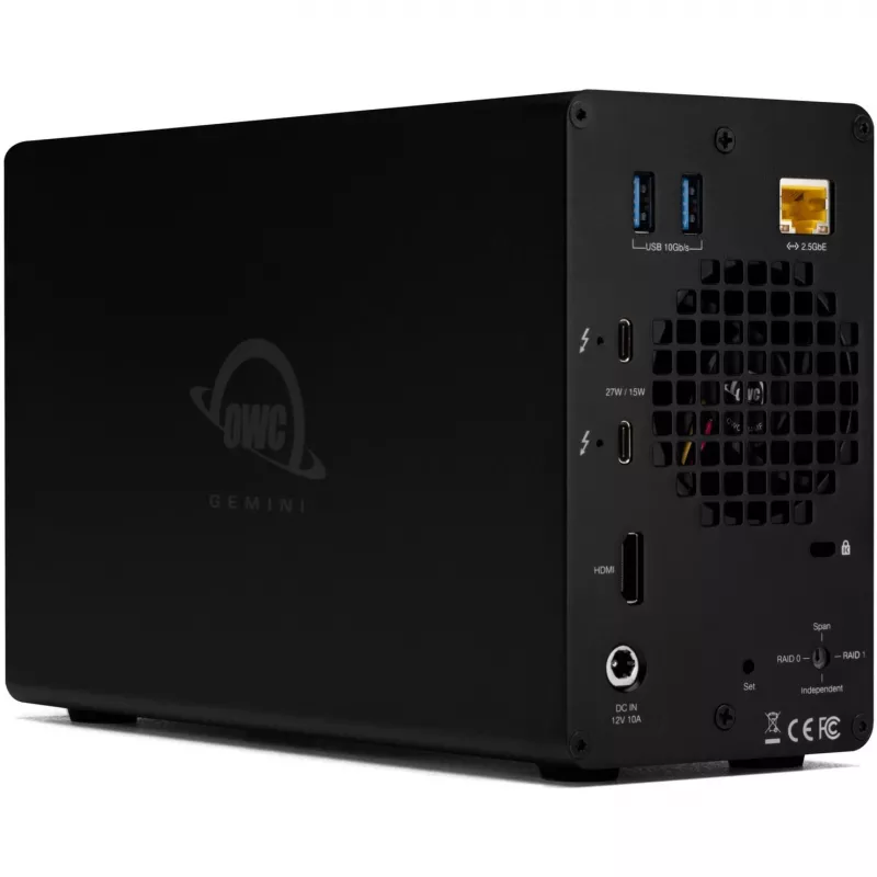 OWC Gemini dviejų diskų TB3 aparatinės įrangos RAID saugyklos ir prijungimo korpusas - Thunderbolt 3 - Thunderbolt