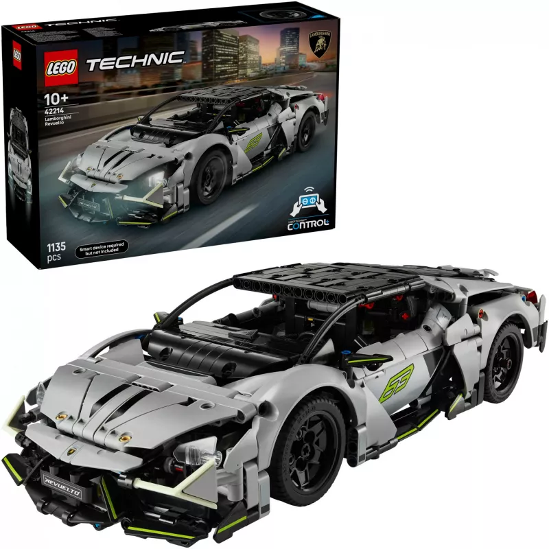 LEGO Technic Supercar Lamborghini Revuelto 42214 — 1:10 mastelio detalus modelio rinkinys, 1 135 detalės