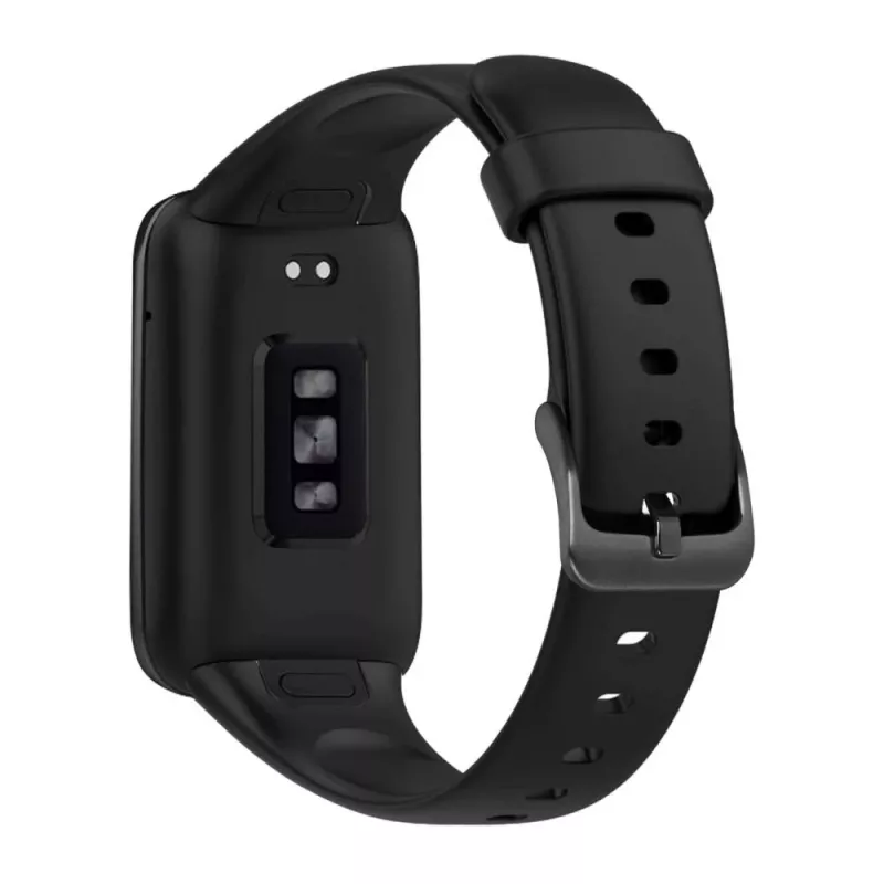 Silikoninis dirželis FIXED, skirtas Xiaomi Mi Smart Band 7 Pro — juodas, reguliuojamas, atsparus vandeniui