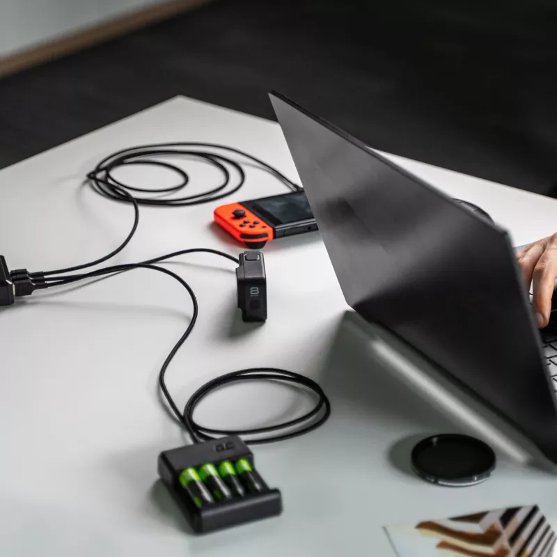 USB-C laidų rinkinys Green Cell GC Ray — USB A į USB C 3 ilgiai (30 cm, 120 cm, 200 cm), USB PD, 480 Mbps, 2,4 A, juoda