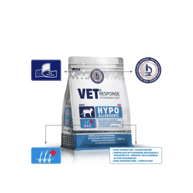 VET RESPONSE hipoalerginis - sausas kačių maistas - 400g