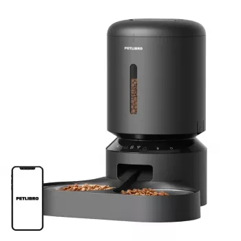 Naminių gyvūnėlių šėrykla „Aptel Granary PL-AF103-36B“, automatinė 5 l, du dubenėliai, „Wi‑Fi“ (juoda)