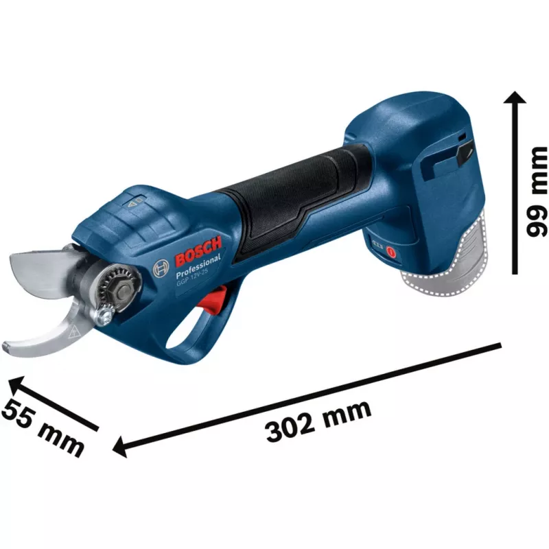 Akumuliatorinės sodo žirklės GGP 12V-25 Professional solo, 12 voltų (Mėlyna/juoda, be akumuliatoriaus ir įkroviklio)