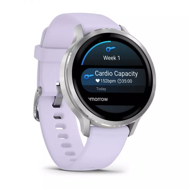 Garmin Venu 4 3,05 cm (1,2 colio) AMOLED 41 mm Skaitmeninis 390 x 390 pikselių Liečiamas ekranas Sidabrinis Wi-Fi GPS (palydovas)