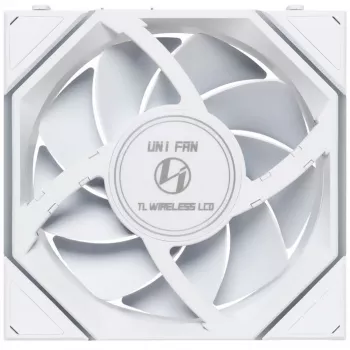Lian Li UNI FAN TL Wireless LCD 120 balta — 120 mm PWM ventiliatorius su belaidžiu LCD valdikliu