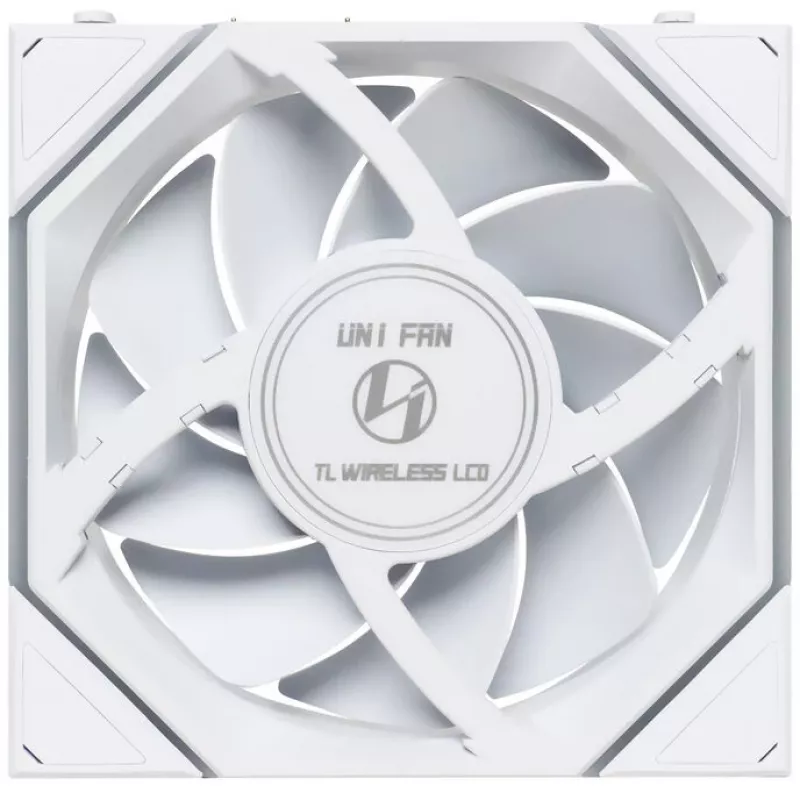 Lian Li UNI FAN TL Wireless LCD 120 balta — 120 mm PWM ventiliatorius su belaidžiu LCD valdikliu