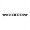 DELOCK 19 inch Keystone Patch Panel 24 prievadų kampinis su įtempimo sumažinimu, 1U, juodas, 482,6×125,5×44,2 mm