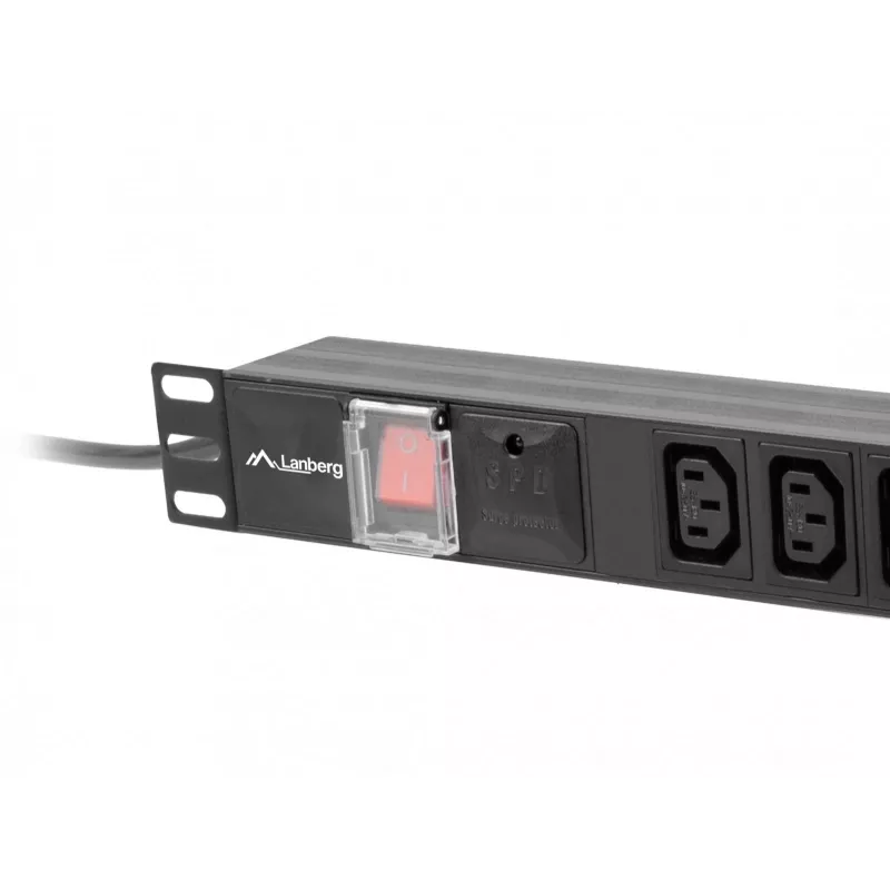 Maitinimo skirstymo įrenginys LANBERG PDU-10I-0200-IEC-BK — 10× C13 lizdų, 2 m kabelis, 10 A, 2500 W, juodas