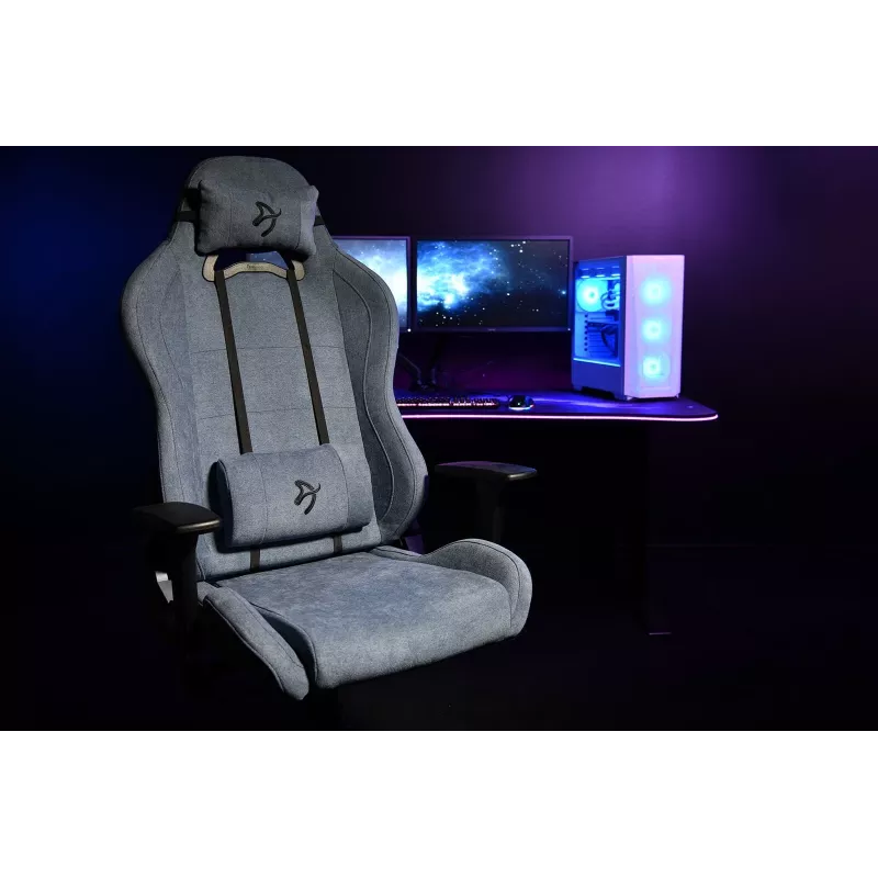 Žaidimų kėdė Arozzi Torretta SoftFabric Blue — ergonomiškas dizainas, reguliuojamas aukštis ir porankiai