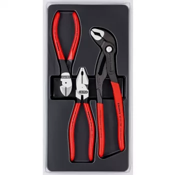 Knipex replių rinkinio galios paketas, kuriame yra 3 poliruoto plastiko termoformuotos dalys