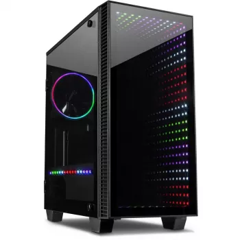 Korpusas INTER-TECH X-608 INFINITY MICRO, microATX, RGB, priekinis ir šoninis grūdintas stiklas, be PSU