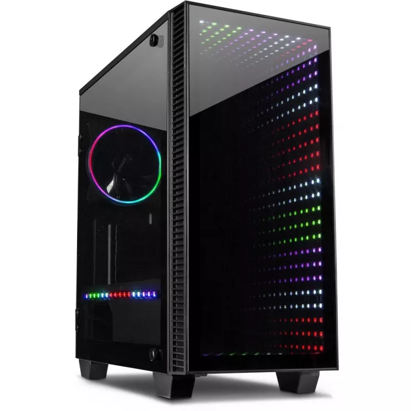 Korpusas INTER-TECH X-608 INFINITY MICRO, microATX, RGB, priekinis ir šoninis grūdintas stiklas, be PSU