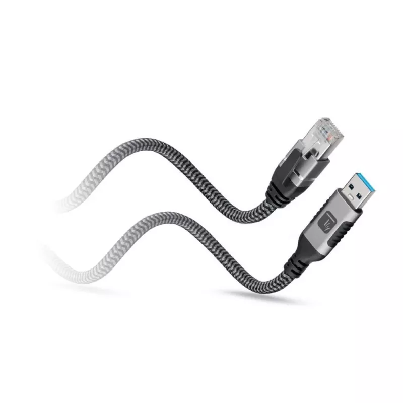 Techly ICOC U3A-RJ45-010 tinklo kabelis juoda, sidabrinė 1 m Cat6 F/UTP (FTP)