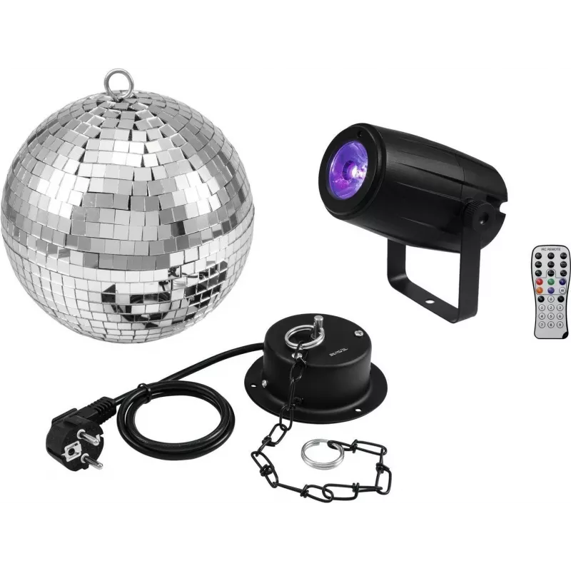 Veidrodinio rutulio rinkinys EUROLITE 20 cm su varikliu ir PST-5 QCL Spot LED