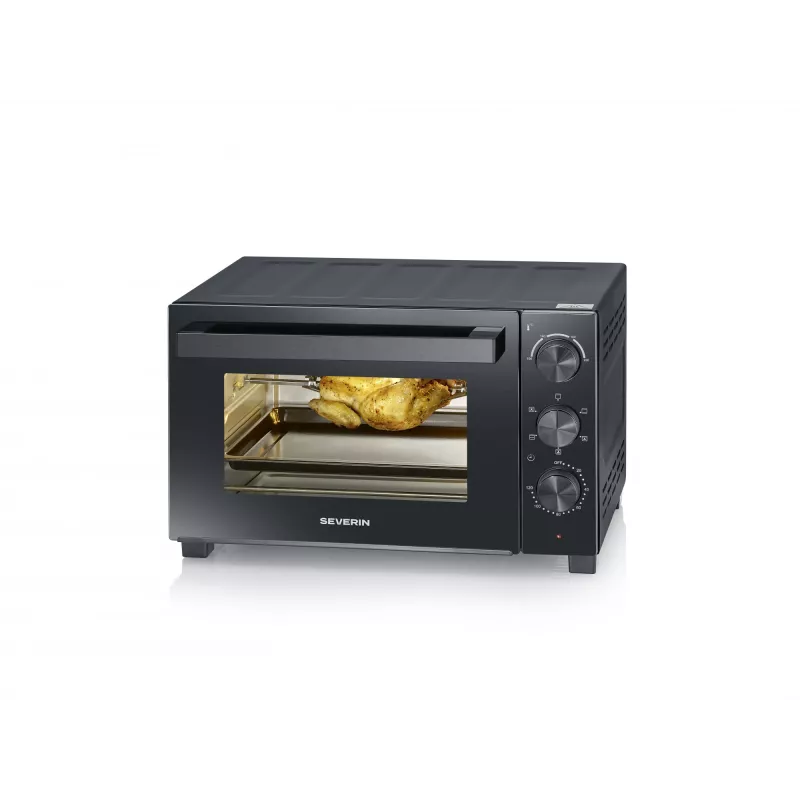 Mini krosnelė SEVERIN TO 2075 — 30 l talpa, 1600 W, pastatoma, juoda, grilio funkcija