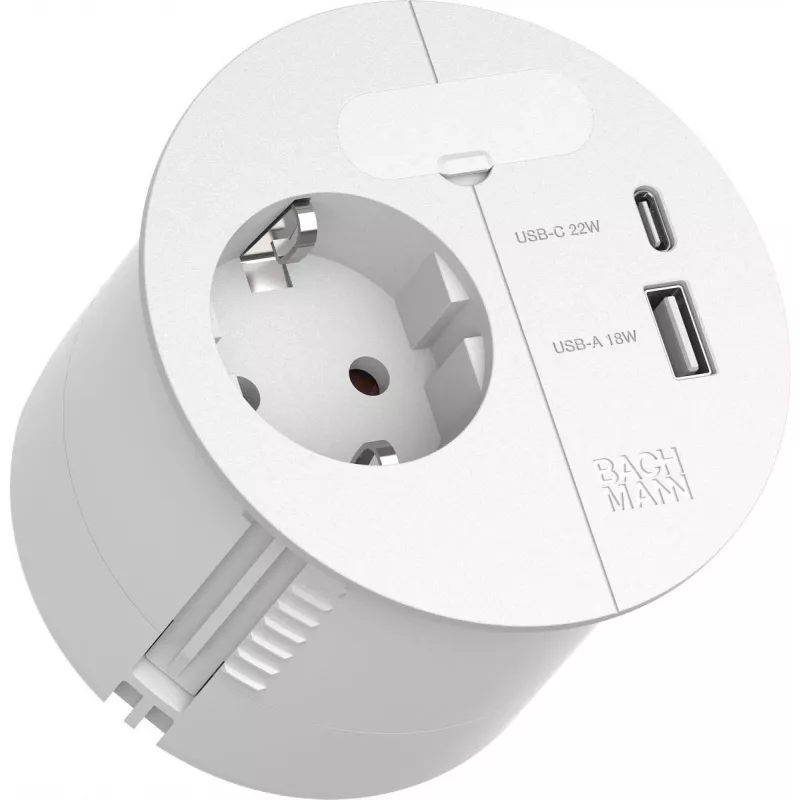 Kištukinis lizdas Bachmann Loop 938.303 su 1x CEE7/3 lizdu ir 1x USB A/C 22W