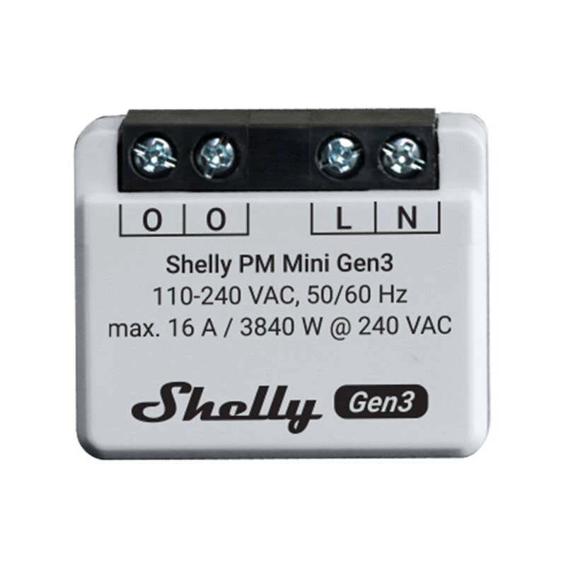 Išmanusis jungiklis Shelly PM Mini Gen3 1P belaidis 110-240V
