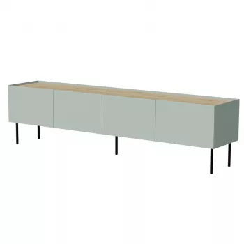 TV spintelė cama meble FELLINI 200x40x52 cm, alyvuogių spalvos rėmas su aliejumi įtrintos ąžuolo spalvos viršumi