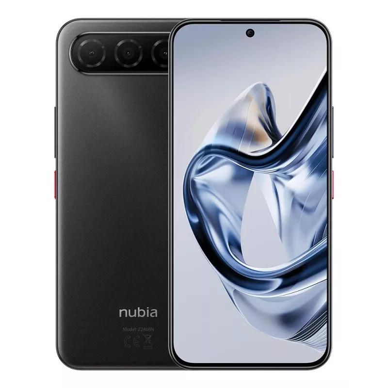 Išmanusis telefonas NUBIA Air 5G — 6,78 colio 1224×2720, Unisoc T8300, 20 GB RAM, 256 GB, 50 MP, 5000 mAh, Dual SIM, IP68/IP69, Juoda
