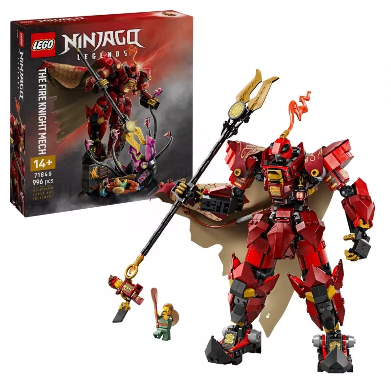 LEGO konstruktorius NINJAGO 71846 Ugnies riterio mecha, 996 dalys, 2 minifigūrėlės, judinamos galūnės, 260 mm aukštis
