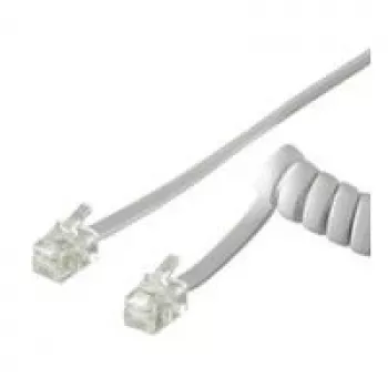 Wentronic Goobay Telefono ragelio spiralinis laidas CCA (variu dengtas aliuminis), baltas, 4 m - RJ10 kištukas (4P4C) į RJ10 kištuką (4P4C) (68601)