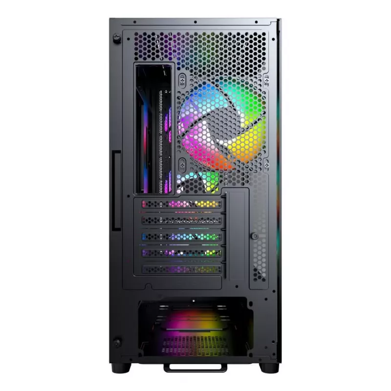 Montech X5M (B) Micro Tower PC korpusas — Micro‑ATX/Mini‑ITX, 3x120mm priekyje, 1x120mm gale, palaiko ATX PSU, 2x3.5 colio + 4x2.5 colio, juoda
