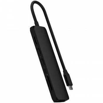 Satechi 7-w-1 USB-C plonas daugiafunkcis adapteris su Ethernet (USB-C PD, 2x USB-A, HDMI 4K, Ethernet, micro/SD kortelių skaitytuvas) (juoda)