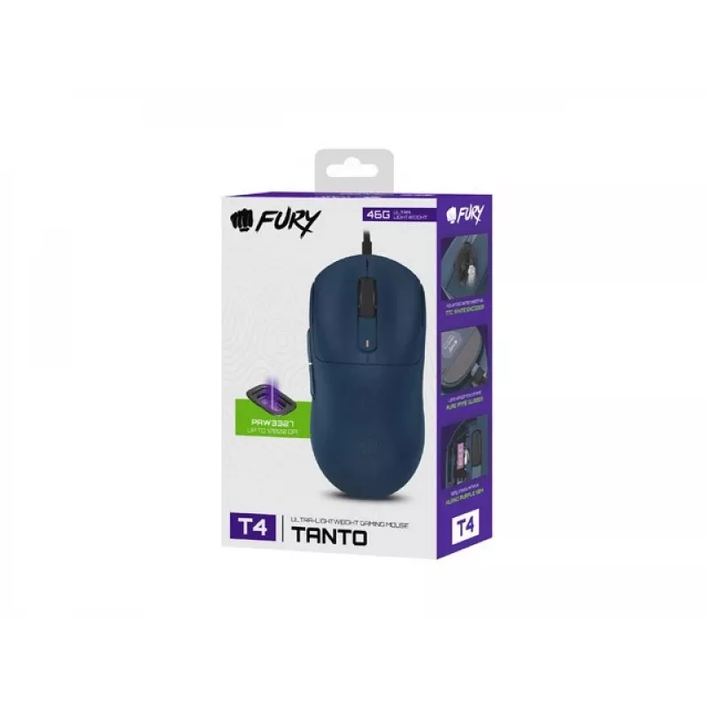 FURY TANTO T4 ŽAIDIMŲ PELĖ 12000DPI RGB TAMSIAI MĖLYNA PROGRAMUOJAMA ŽAIDIMŲ