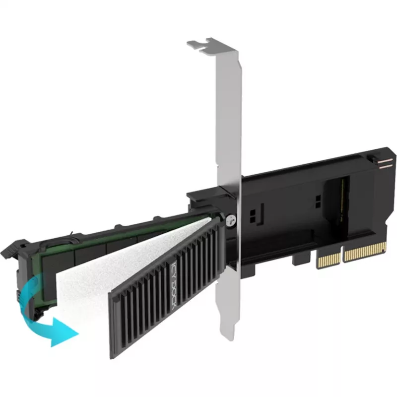 ICY DOCK MB305M4P-B išimamas M.2 NVMe SSD į PCIe 4.0 x4 adapterio kortelė