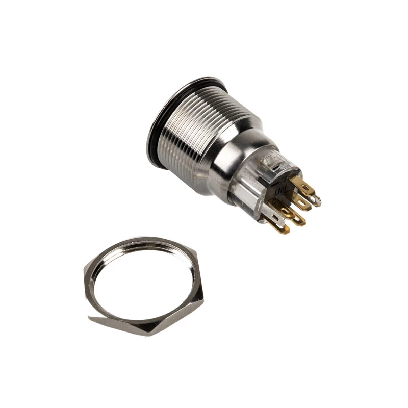 Mygtukinis jungiklis DimasTech PD211 22 mm Sidabrinėline Dot RGB — vandalams atsparus skydo valdiklis