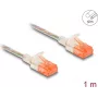 Tinklo kabelis DeLOCK RJ45 Cat.6A U/UTP plonas 1m skaidrus