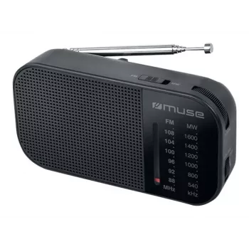 Nešiojamasis radijo imtuvas Muse M-025 R — MW/FM, juodas, maitinamas baterijomis, kompaktiškas (32×130×70 mm)