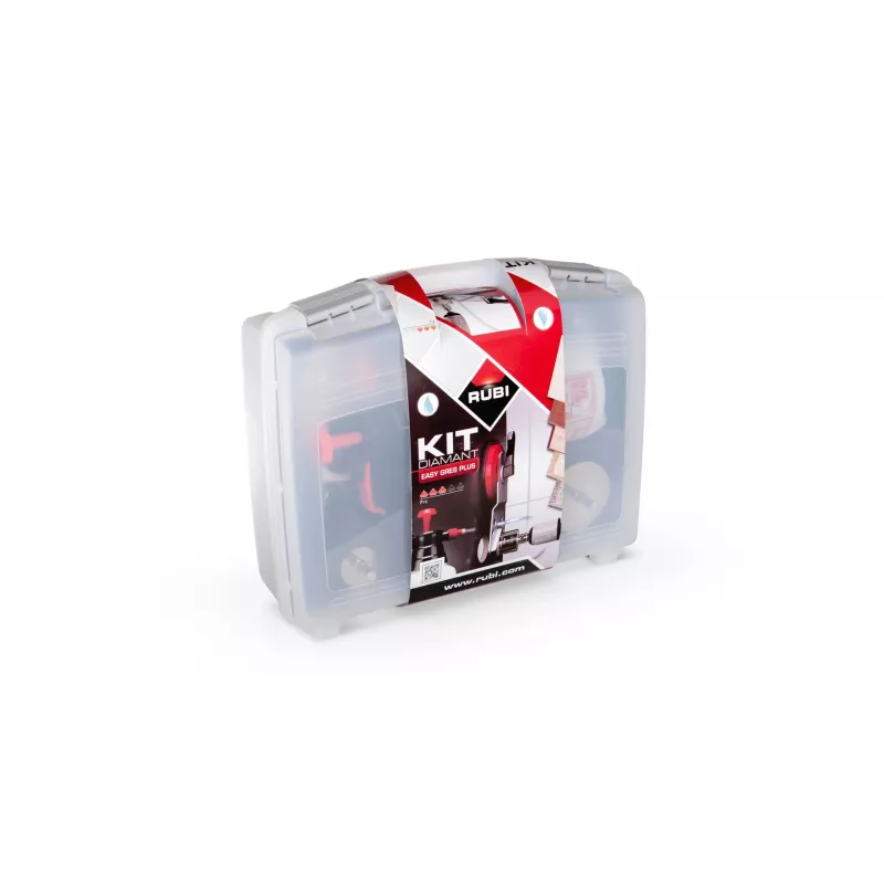 Grąžtų rinkinys RUBI Easy Gres Plus Kit — 7 vnt. deimantinių grąžtų, 27 mm ilgio, porcelianui, su dėklu