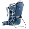 Vaikiška nešynė kuprinė DEUTER Kid Comfort Active — mėlyna, poliamidas, iki 22 kg, skėtis nuo saulės, kojų atrama, VariQuick, Lite Air