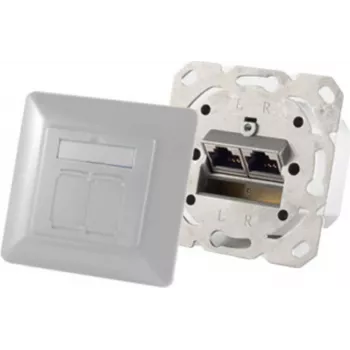 Lizdinis modulis 2 x RJ-45 ShiverPeaks 74280-PW — Cat6a, 500 MHz, perlamutriškai baltas, metalinis korpusas