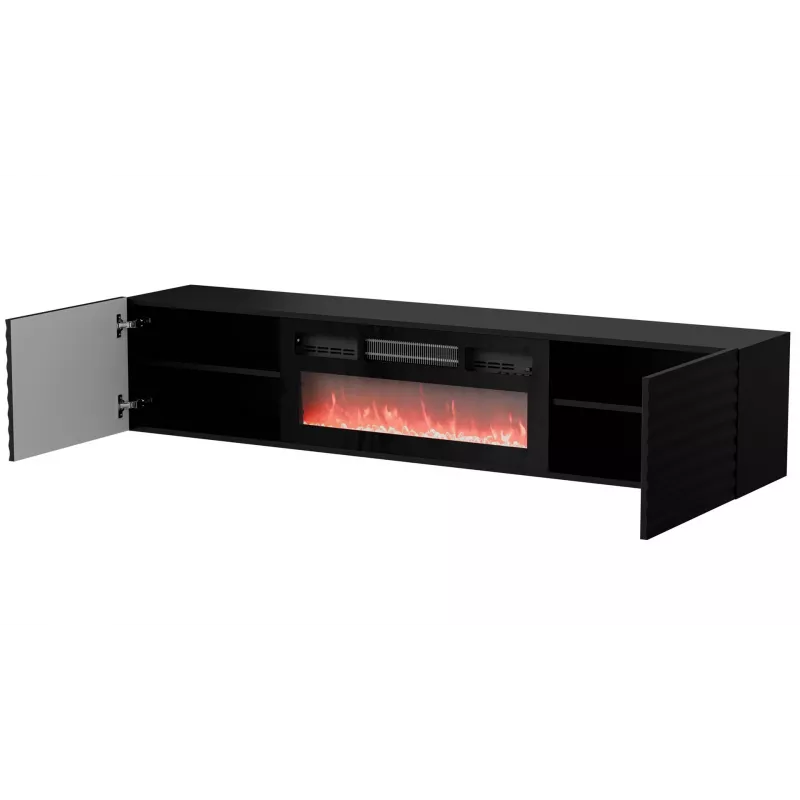 Cama RTV spintelė TULA 183x35x37 juodas matinis + juodas židinys