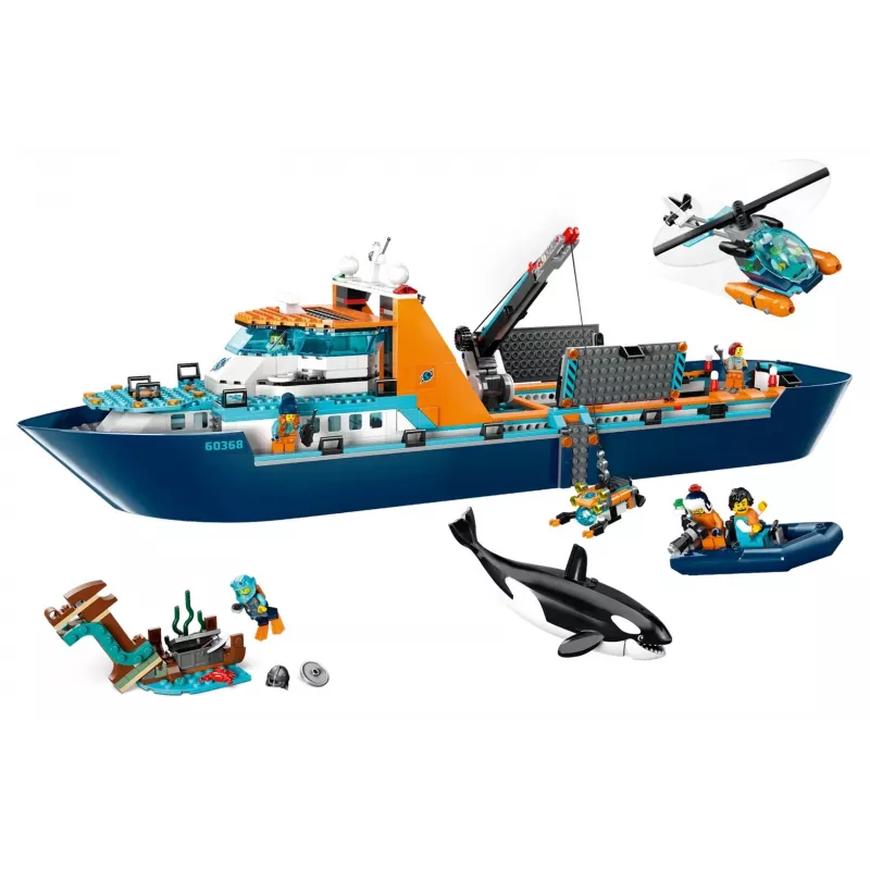 Konstravimo žaislas LEGO City Arkties tyrinėjimo laivas 60368 — 815 dalių, 7+ metų, yra 4 minifigūrėlės