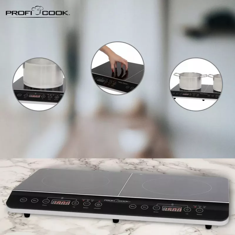 PROFI COOK PC-DKI 1067 indukcinė viryklė, 3500 W, 2 kaitvietės, juoda