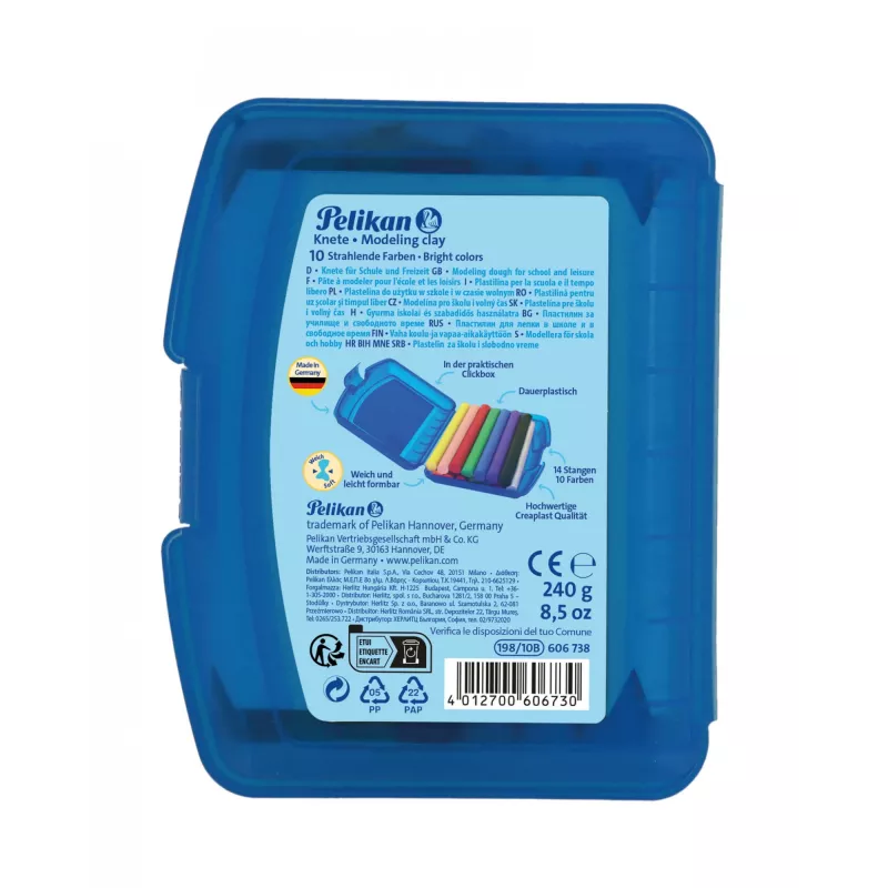 Modeliavimo molis Pelikan Creaplast 240 g įvairiaspalvis 14 vnt.