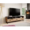 TV stovas Cama Meble LOTTA 180 cm — Wotan ąžuolo rėmas, matinio juodo viršaus plokštė, 1800×400×530 mm