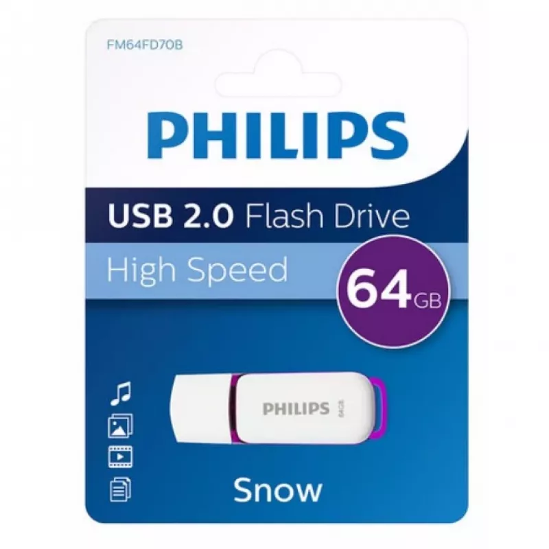 Philips FM64FD70B USB atmintukas 64 GB USB Type-A 2.0 Violetinė, Balta