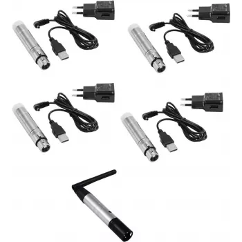 Belaidis DMX rinkinys EUROLITE QuickDMX siųstuvas 1x + baterijos imtuvai 4x (MPN 20000901)