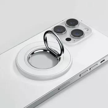 SODI dvipusis magnetinis žiedinis stovas BM-350 baltas, suderinamas su MagSafe
